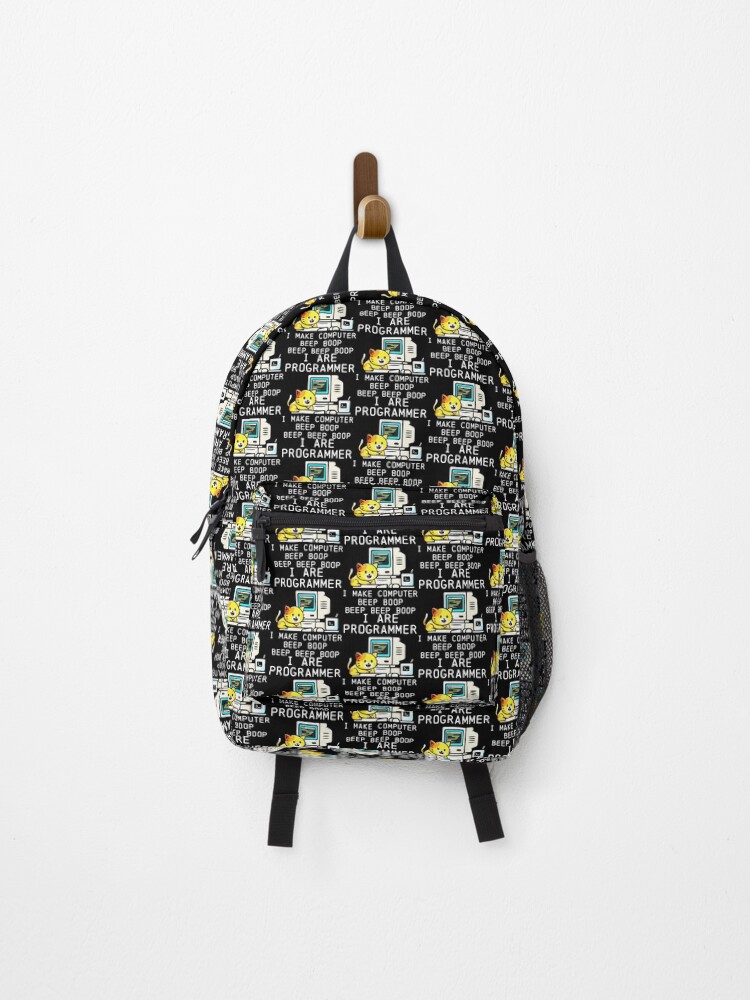 Thumbnail 1 of 3, Backpack, Programmer Cat Beep Boop Coding designed and sold by ro-denamara.