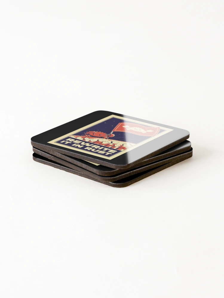 Thumbnail 4 of 5, Coasters (Set of 4), Rewrite It In Rust - Rust Programming designed and sold by ro-denamara.