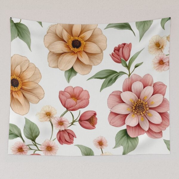 Item preview, vintage peach pink floral pattern designed and sold by Lydyb-creations.