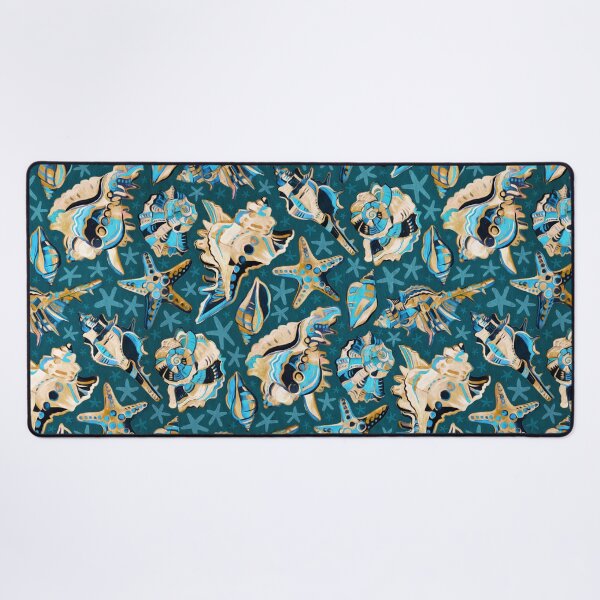 Item preview, Fauvist Style Scattered Seashells in Blue and Mustard designed and sold by micklyn.