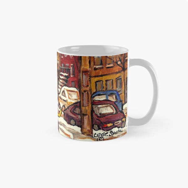 Item preview, STREET HOCKEY CORNER DELLI PAINTING FOR SALE CANADIAN WINTER SCENE URBAN SNOW SCENE  designed and sold by Carole  Spandau.