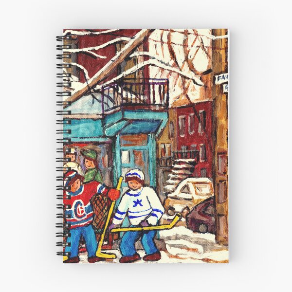 Item preview, STREET HOCKEY CORNER DELLI PAINTING FOR SALE CANADIAN WINTER SCENE URBAN SNOW SCENE  designed and sold by Carole  Spandau.