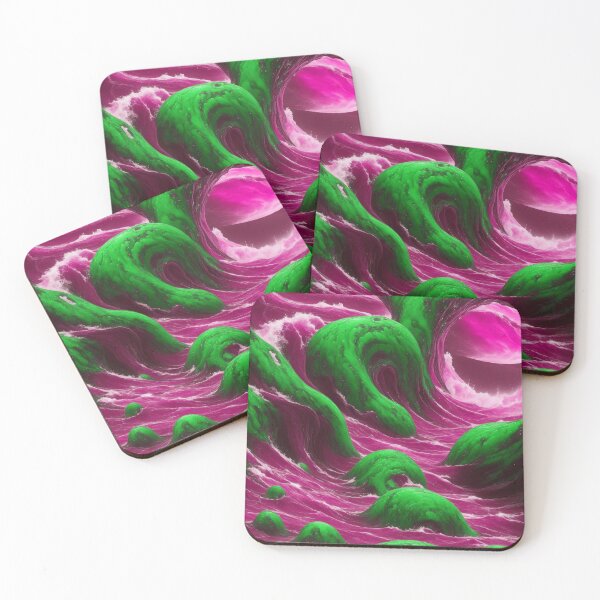 Item preview, Watercolor Sea Magical Ocean Waves Abstract Pattern Pink Green  designed and sold by SassyArtistry.
