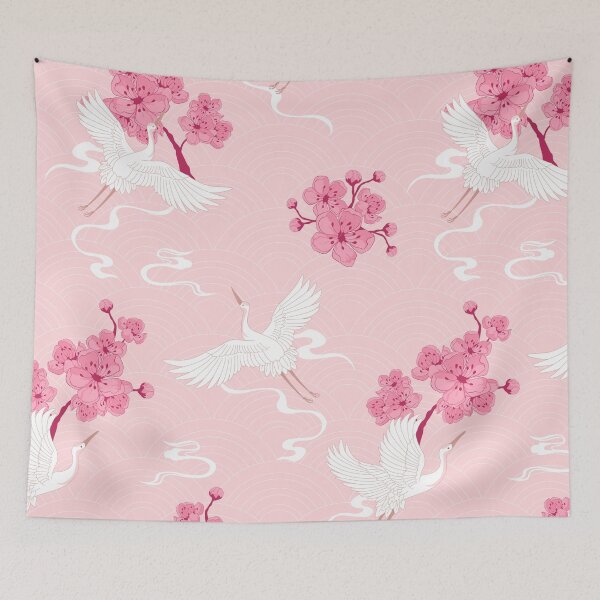 Item preview, Cranes and cherry blossoms designed and sold by OtterFactory.