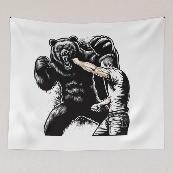 Item preview, Bear Puncher - Crazy Man Fighting Grizzly Bear Design designed and sold by SpendieSellers.