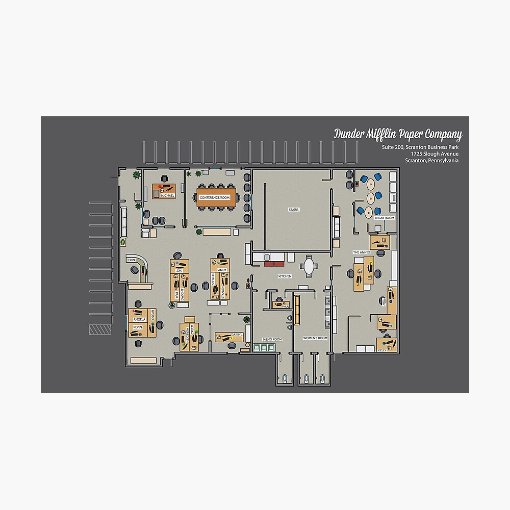 "Dunder Mifflin Paper Company Floor Plan TV Show Floorplan