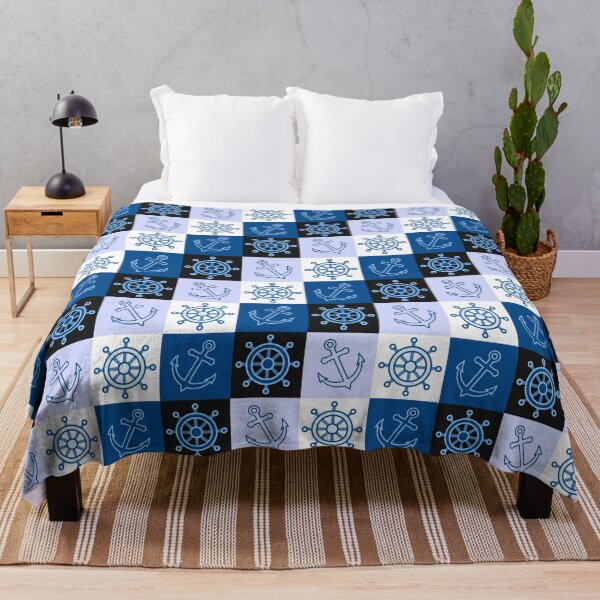 Item preview, Nautical Checkerboard With Anchors and Helms designed and sold by capefox.