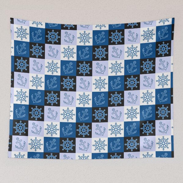 Item preview, Nautical Checkerboard With Anchors and Helms designed and sold by capefox.