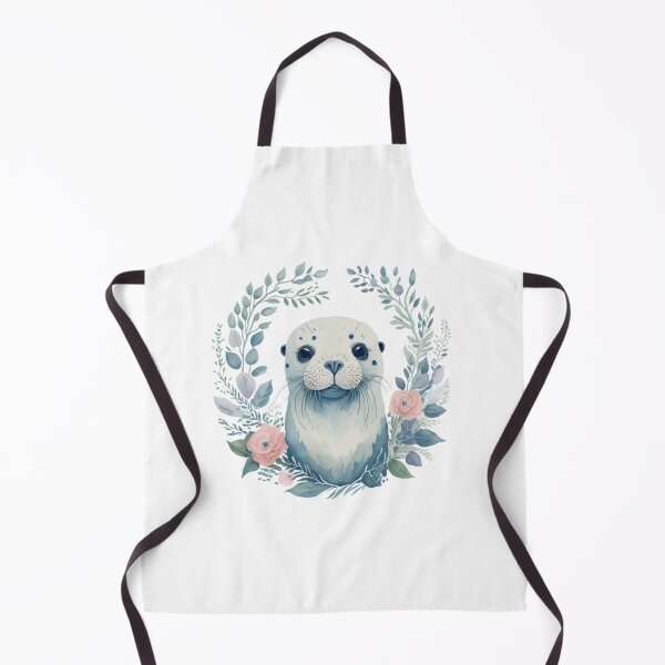 Item preview, Cute little seal in a floral wreath - pastel watercolor portrait. designed and sold by SaraSumi.
