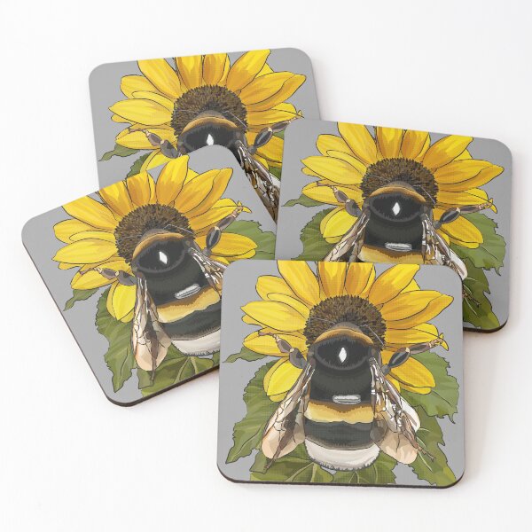 Item preview, Bumblebee on Flower by BeeFoxTree gray grey designed and sold by BeeFoxTree.