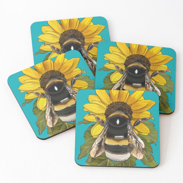 Item preview, Bumblebee on Flower by BeeFoxTree Teal Turquoise  designed and sold by BeeFoxTree.
