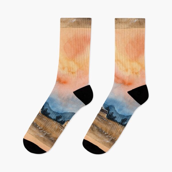 Item preview, Sunset in the Middle of Nowhere - Watercolor Painting designed and sold by Pattokarts.