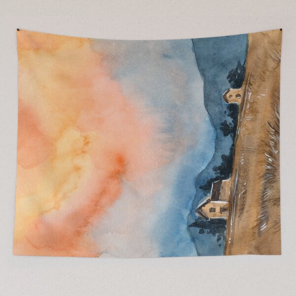 Item preview, Sunset in the Middle of Nowhere - Watercolor Painting designed and sold by Pattokarts.