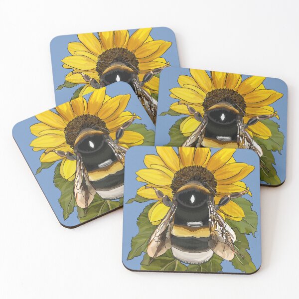 Item preview, Bumblebee on Flower by BeeFoxTree Sky Blue, Light Blue designed and sold by BeeFoxTree.