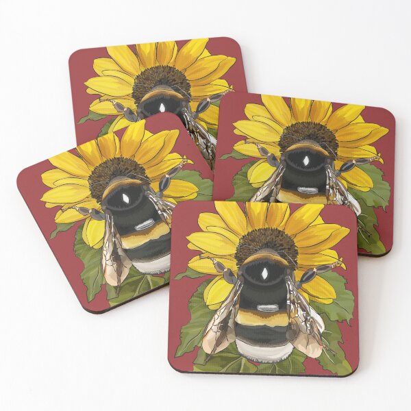 Item preview, Bumblebee on Flower by BeeFoxTree Fiery Red Hot Red designed and sold by BeeFoxTree.