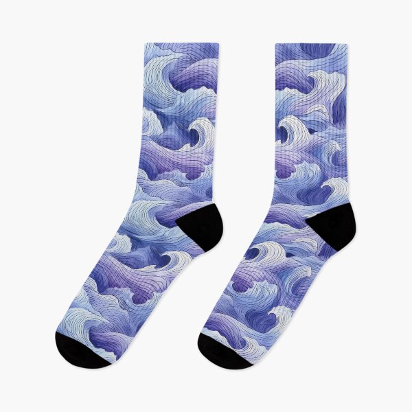 Item preview, blue & purple wave pattern designed and sold by normal-design.