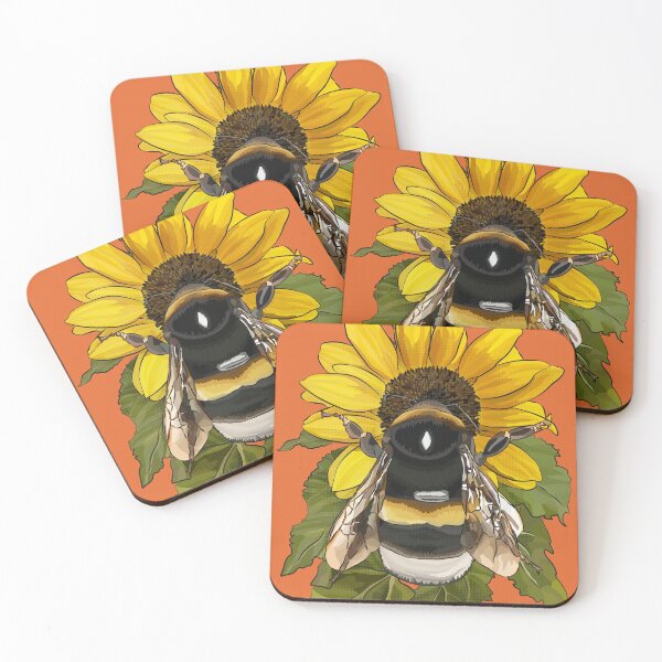 Item preview, Bumblebee on Flower by BeeFoxTree Deep Carrot Ornge designed and sold by BeeFoxTree.