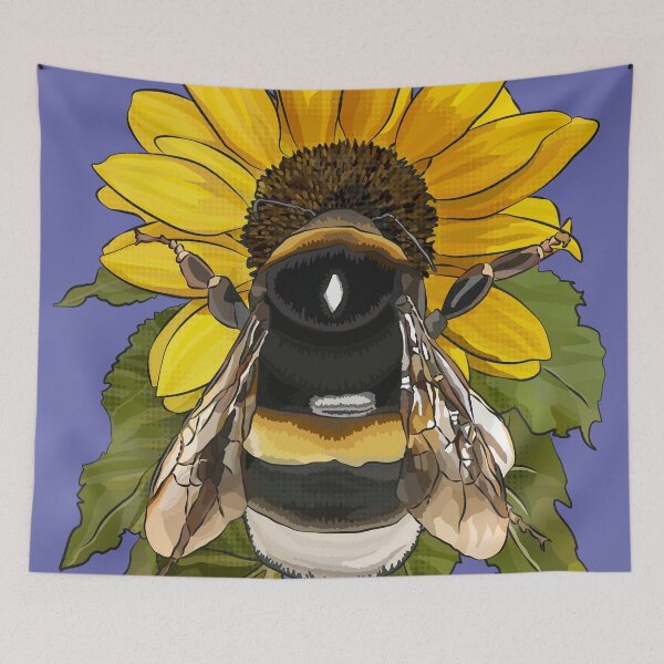 Item preview, Bumblebee on Flower by BeeFoxTree Very Peri Periwinkle purple designed and sold by BeeFoxTree.