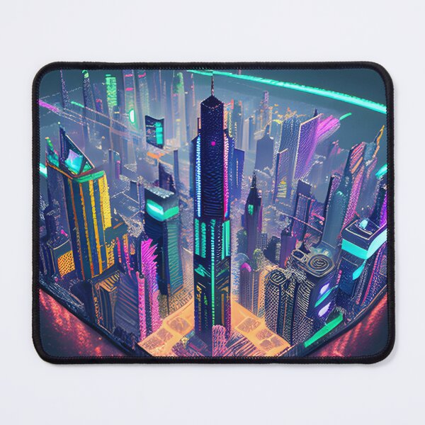 Item preview, Futuristic Cityscape Seamless Blend of Digital Realities and Glitch Art designed and sold by Akira Miyamoto.