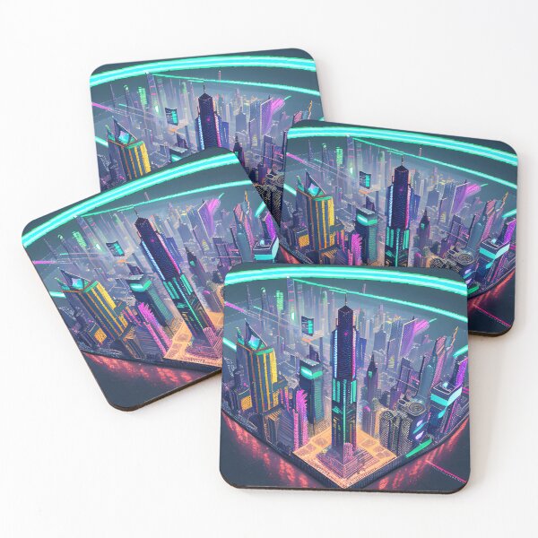 Item preview, Futuristic Cityscape Seamless Blend of Digital Realities and Glitch Art designed and sold by Akira Miyamoto.