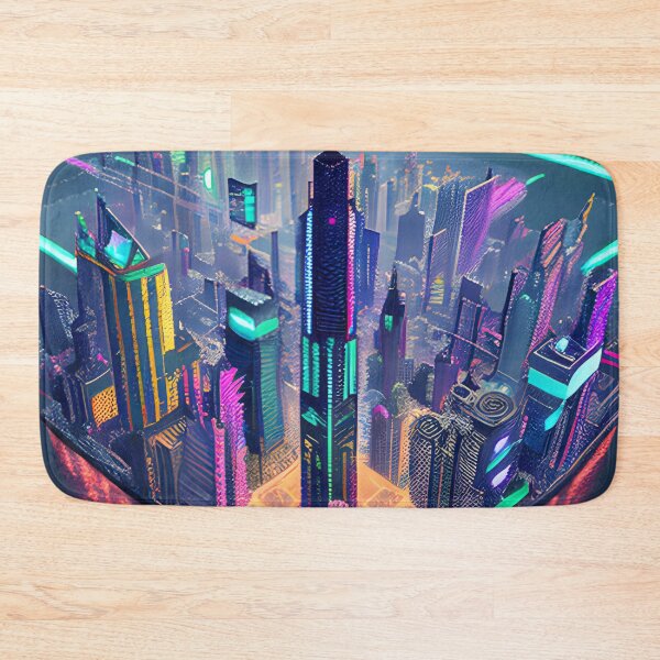 Item preview, Futuristic Cityscape Seamless Blend of Digital Realities and Glitch Art designed and sold by Akira Miyamoto.