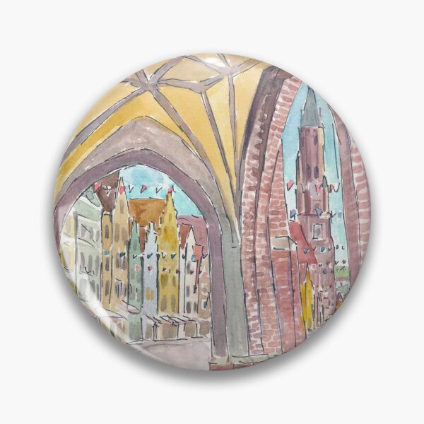Item preview, View from Hl Geist church into the old town of Landshut with St Martin and gothic houses designed and sold by artshop77.
