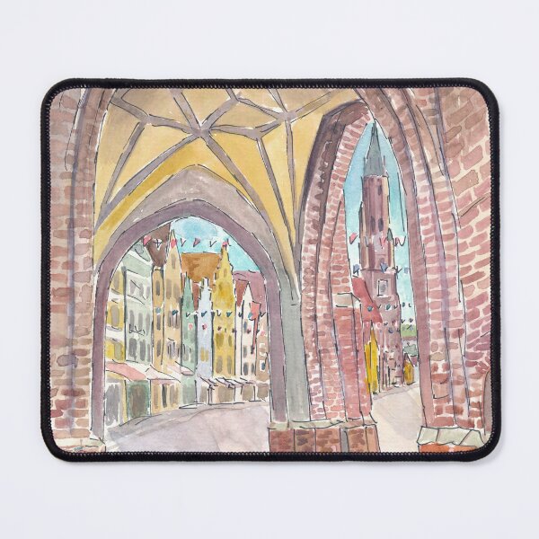 Item preview, View from Hl Geist church into the old town of Landshut with St Martin and gothic houses designed and sold by artshop77.