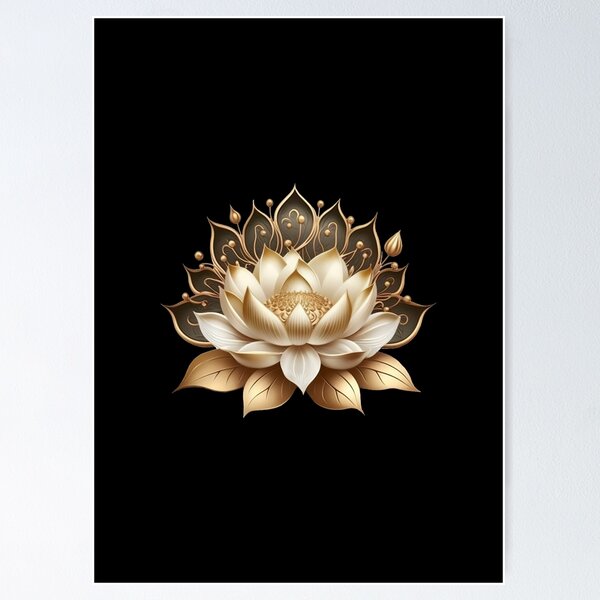 Golden lotus flower, yoga, buddhism, symbol, enlightenment, meditation  Poster for Sale by Anne Mathiasz