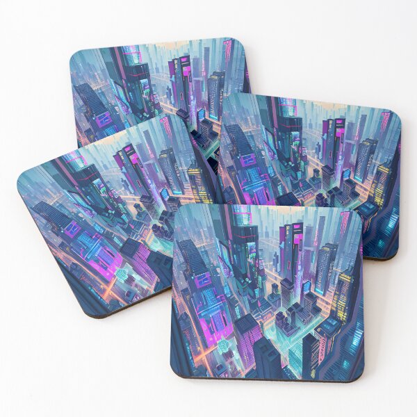 Item preview, Futuristic Cityscape Seamless Blend of Digital Realities and Glitch Art designed and sold by Akira Miyamoto.