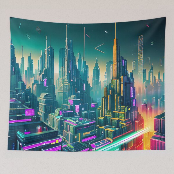 Item preview, Futuristic Cityscape: Seamless Blend of Digital Realities and Glitch Art designed and sold by Akira Miyamoto.