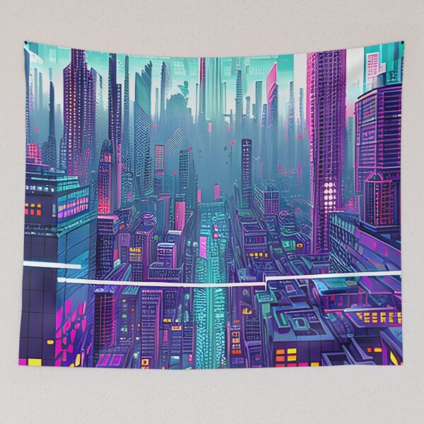 Item preview, Futuristic Cityscape: Seamless Blend of Digital Realities and Glitch Art designed and sold by Akira Miyamoto.