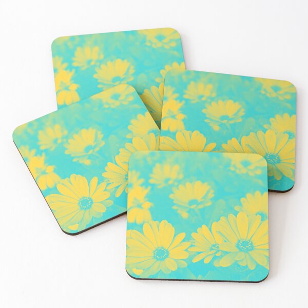 Item preview, Psychedelic Aesthetic Flowers - Daisies in Cyan and Yellow designed and sold by Trish Dish.