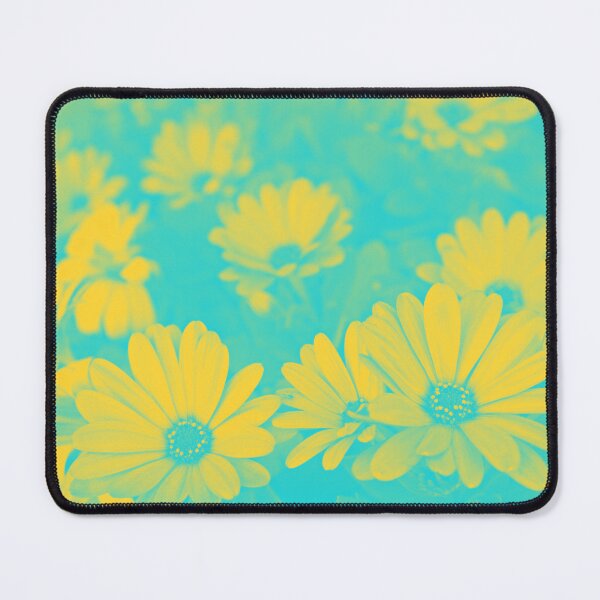 Item preview, Psychedelic Aesthetic Flowers - Daisies in Cyan and Yellow designed and sold by Trish Dish.