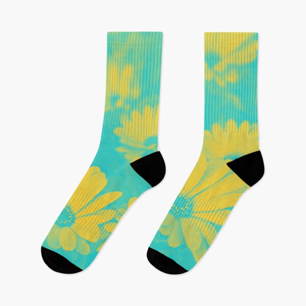 Item preview, Psychedelic Aesthetic Flowers - Daisies in Cyan and Yellow designed and sold by Trish Dish.