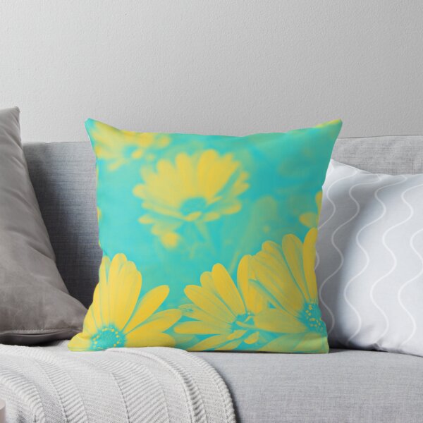 Item preview, Psychedelic Aesthetic Flowers - Daisies in Cyan and Yellow designed and sold by Trish Dish.