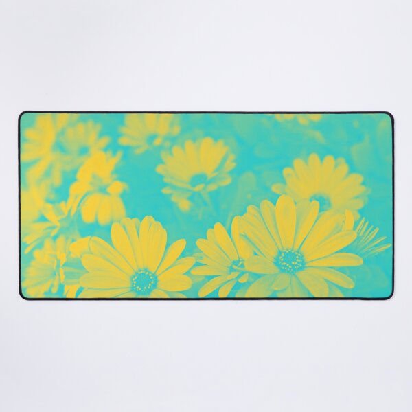 Item preview, Psychedelic Aesthetic Flowers - Daisies in Cyan and Yellow designed and sold by Trish Dish.