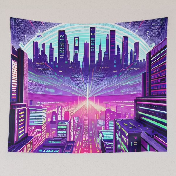 Item preview, Futuristic Cityscape: Seamless Blend of Digital Realities and Glitch Art designed and sold by Akira Miyamoto.