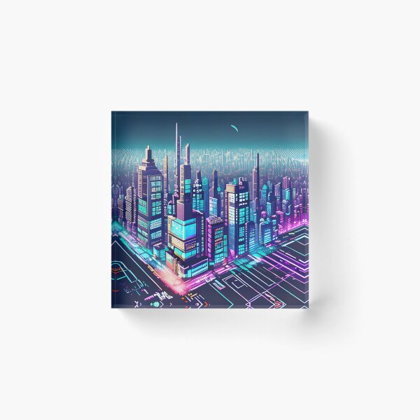 Item preview, Futuristic Cityscape: Seamless Blend of Digital Realities and Glitch Art designed and sold by Akira Miyamoto.