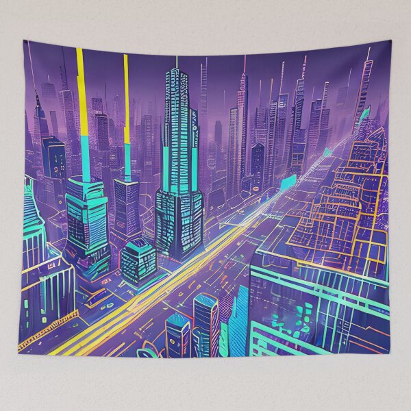 Item preview, Futuristic Cityscape: Seamless Blend of Digital Realities and Glitch Art designed and sold by Akira Miyamoto.