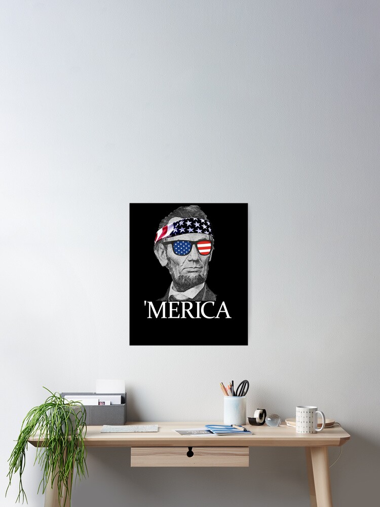 Imagen 2 de 3, Póster con la obra Merica Abe Lincoln Patriotic 4th Of July Abraham Lincoln Gear, diseñada y vendida por DynamicDesign.