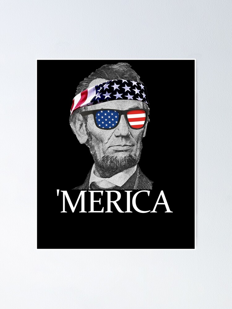 Imagen 1 de 3, Póster con la obra Merica Abe Lincoln Patriotic 4th Of July Abraham Lincoln Gear, diseñada y vendida por DynamicDesign.