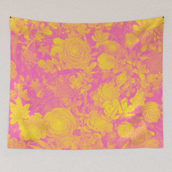 Item preview, Psychedelic Aesthetic Color Trip Succulents in Pink and Yellow designed and sold by Trish Dish.