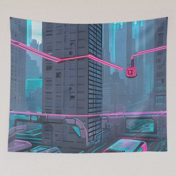 Item preview, Futuristic Cityscape: Seamless Blend of Digital Realities and Glitch Art designed and sold by Akira Miyamoto.