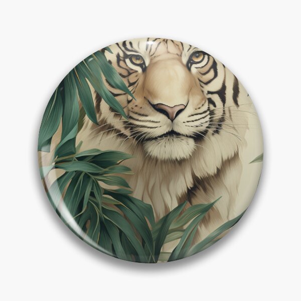 Aperçu de l'œuvre Rêverie fantaisiste dans la jungle : un tigre et des feuilles tropicales créée et vendue par OurBarcode.