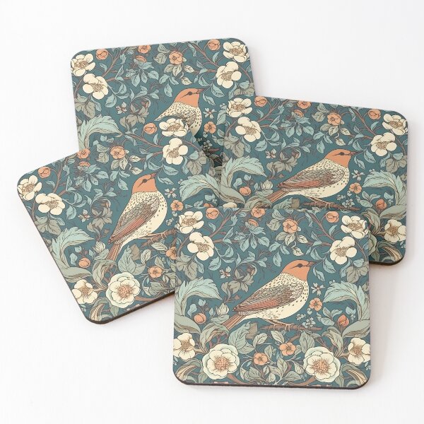 Item preview, Arts and Crafts Style Floral Pattern With A Bird designed and sold by HouseOfRosy.