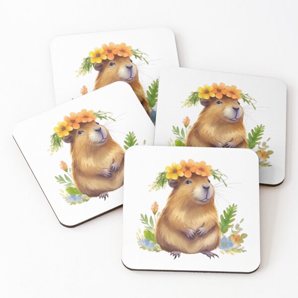 Item preview, Cute Capybara with Flowers designed and sold by Hibiskusmond.