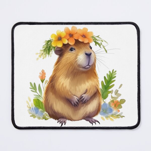 Item preview, Cute Capybara with Flowers designed and sold by Hibiskusmond.
