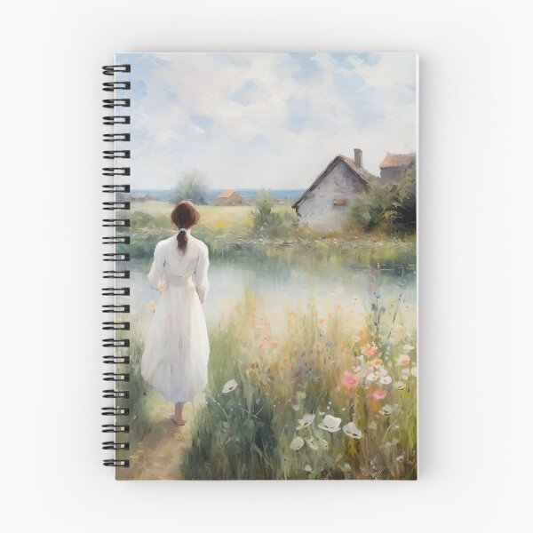Item preview, Impressionist Scenery Ethereal Woman and Houses by the Water designed and sold by Alcyonian.