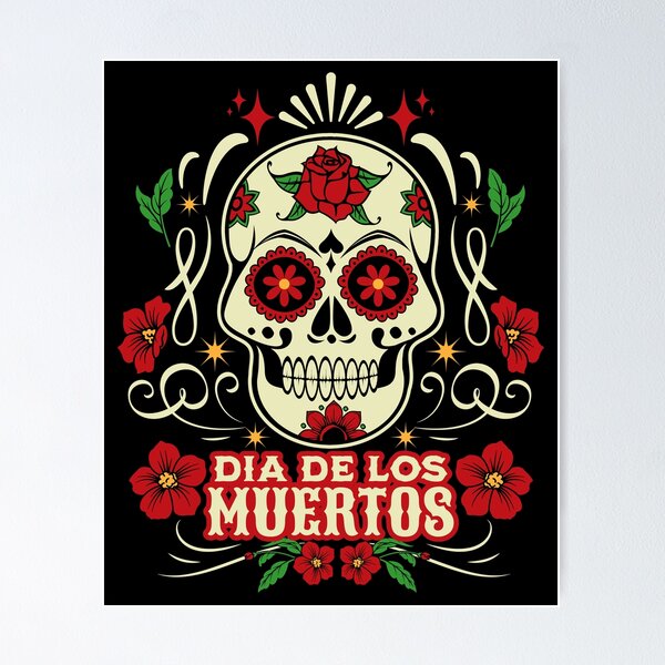 Scull Flower Arts Cute Mexican Macabre Skull Head, Gothic Gifts Poster for  Sale by W-creates