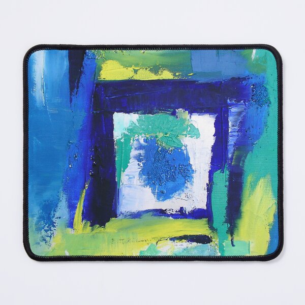Item preview, Abstract Painting Square Geometric Expressive Colors Blue Green Cross Effects and Textures designed and sold by InfinityDsigns.